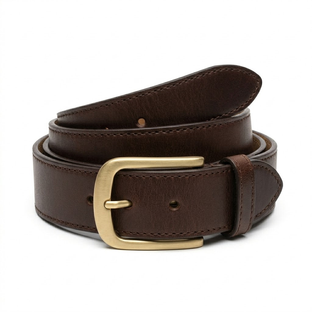 Hand-Stitched Grain Leather Belt